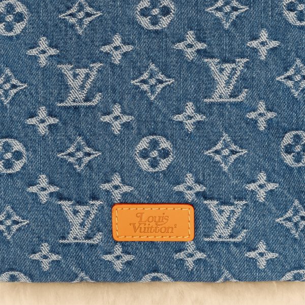 Louis Vuitton MP2703 Blue Shearling Denim Scarf